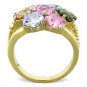 TK1791 Two-Tone IP Gold Stainless Steel Flower Ring Assorted Multi Color Ring
