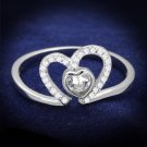 TS422 Rhodium 925 Sterling Silver Ring CZ Heart Ring