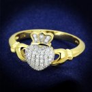 TS342 Gold+Rhodium 925 Sterling Silver AAA Grade CZ Heart Ring
