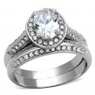 TK1W163 High polished Stainless Steel AAA Grade CZ Oval Ring
