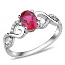 DA119 High polished Stainless Steel Ring AAA Grade CZ Oval Ring in Ruby