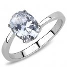TK3433 High polished Stainless Steel AAA Grade CZ Oval Cut Ring