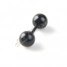 A Pair of New Mens Earring Ear Stud Stainless Steel Black Ball Plug 11mm*3mm YL136-03