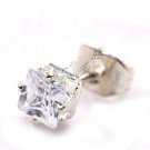 One Pair of New Mens Earring Ear Stud Stainless Steel Square White Onyx 4mm Fake Plug YL067-04