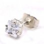 One Pair of New Mens Earring Ear Stud Stainless Steel Square White Onyx 4mm Fake Plug YL067-04