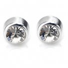 2x New Magnetic Earring Ear Stud Stainless Steel Plug Round Onyx CZ Clear 8mm YL911