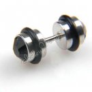 2x New Mens Earring Ear Stud Stainless Steel Black Onyx Fake Plug(18mm*7mm) YL040-07