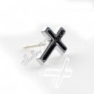 2x Cute Earring Ear Stud Stainless Steel Acrylic Plug Cross Black YL414