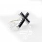 2x Cute Earring Ear Stud Stainless Steel Acrylic Plug Cross Black YL414