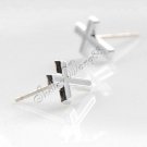 2x Cute Earring Ear Stud Stainless Steel Acrylic Plug Cross White YL415