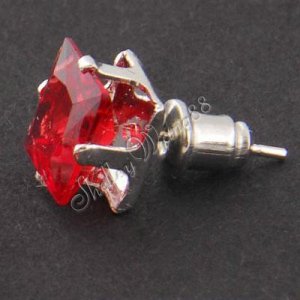 2x New Mens Earring Ear Stud Stainless Steel Square RED Onyx 5mm YL068-05