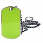 Green Stainless Steel Military Dog Tag Blank Pendant Necklace Chain Engraved A0655