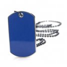 Blue Stainless Steel Military Dog Tag Blank Pendant Necklace Chain Engraved A0656