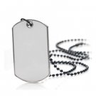 White Stainless Steel Military Dog Tag Blank Pendant Necklace Chain Engraved A0659