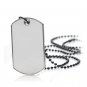 White Stainless Steel Military Dog Tag Blank Pendant Necklace Chain Engraved A0659
