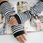 Black & White Korea style womens fingerless Long Gloves Arm Warmers A0041