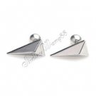 Pair of Mens Earring Ear Studs Silver Color Stainless Steel Pyramid Shaped YL1022