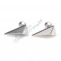 Pair of Mens Earring Ear Studs Silver Color Stainless Steel Pyramid Shaped YL1022