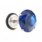 Pair Earring Stainless Steel Stud Plug Round Onyx Blue 9mm YL948