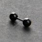 A Pair of New Mens Earring Ear Stud Stainless Steel Black Ball Plug 13mm*4mm YL136-04
