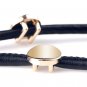 Nice Women Men Black Leather Wristband Cuff Belt Bracelet Golden Studs Button A0843