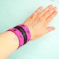 Leather Buckle Cuff Stud Belt Bracelet Wristband Pink A0510