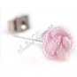 Pair Pink Handmade Stainless Steel Women Men Studs Earring Ear Plug Nylon Rose Flower Z0005