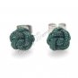 Pair Green Handmade Stainless Steel Women Men Studs Earring Ear Plug Nylon Rose Flower Z0004