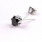 One Paire of Earring Ear Stud Stainless Steel Round BLACK Round CZ 6mm YL264-06