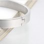Stainless Steel Silver Polished Buckle Bangle Bracelet Cuff Women Men Unisex A1001