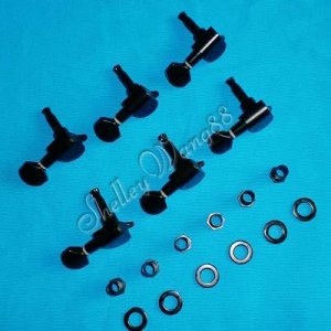 6 L Black Inline Guitar String Tuning Peg Machine Head 10249