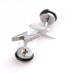 2x Nice Stainless Steel lightening Shaped Studs Earring YL499