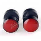 Solid Red Pair of Earring Women Men Resin Stainless Steel Ear Plug Stud 10mm YL1113