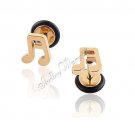 2x Stainless Steel Studs Ear Plug Earring Silver Music Eighth Note Duplet Golden YL1172