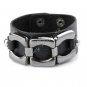 Cool Wristband Buckle Cuff Belt Leather Bracelet Black A0161