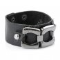 Cool Wristband Buckle Cuff Belt Leather Bracelet Black A0161