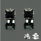 A Pair of New Mens Magnetic Earring Ear Stud Stainless Steel Square Black Onyx 8mm  YL849