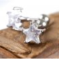 Pair of Men/Women Earring Ear Studs Stainless Steel White Star Shaped CZ Crystal Fake Plug YL578