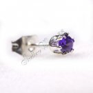 A Pair of Earring Stud Stainless Steel PURPLE Round Onyx 3mm YL243-03