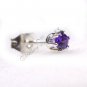 A Pair of Earring Stud Stainless Steel PURPLE Round Onyx 3mm YL243-03