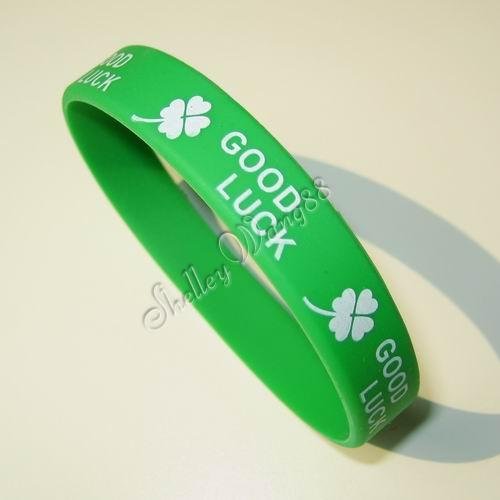 Silicone Green Rubber Bangle Elastic Wristband Belt Bracelet Good Luck ...