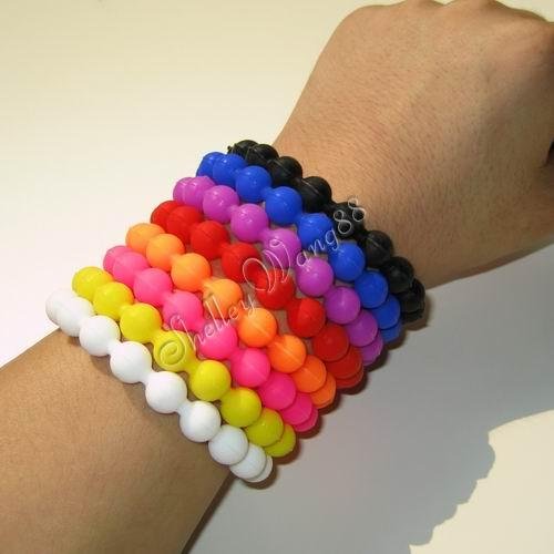 Silicone Rubber Bangle Elastic Belt Bracelet Cuff Dot Wrist Band Bead