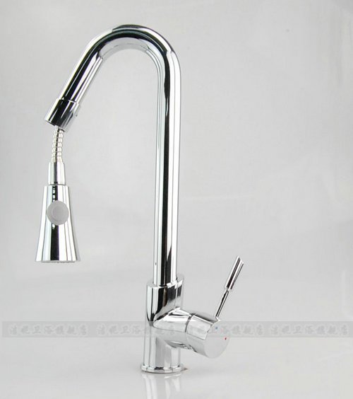 Solid Brass Spring Pull Out Kitchen Faucet - chrome Finish8083A1