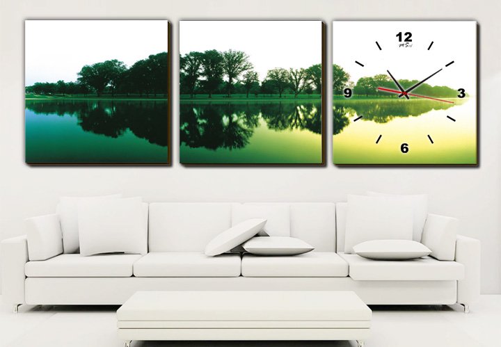 Modern Style Scenic Canvas Wall Clock 3pcs H3513