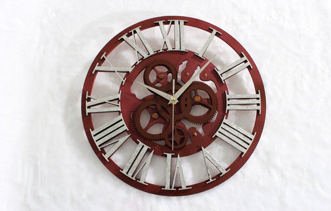 15"H Gear Like Style Wall Clock - SILVER