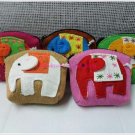 Set of 5 Cotton Elephant Purse