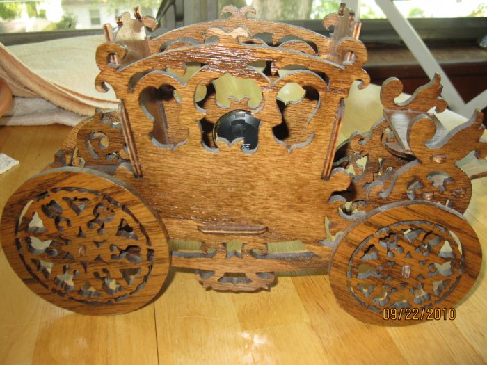 Scroll Saw Fretwork Princess Carriage Mini Clock