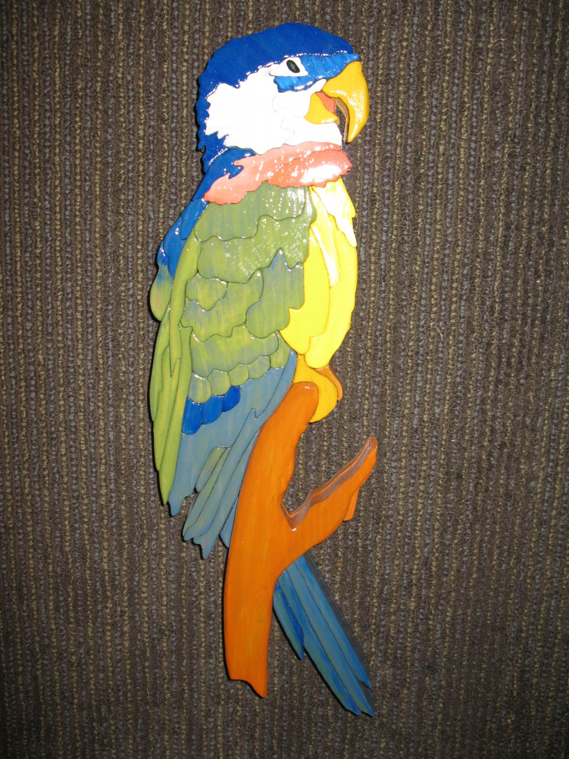 Macaw Wood Intarsia Wall Hanging-Handcrafted