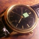Black watch quartz mov't New with new  battery and Leather band