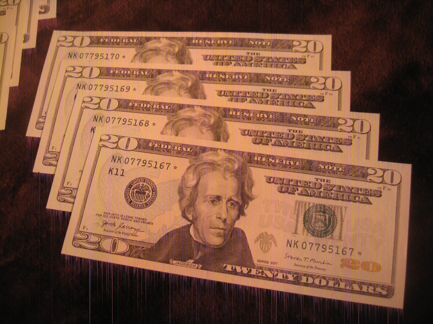 20 STAR NOTES Gem Unc US $20. # 077.. Consecutive Serial Numbers ...